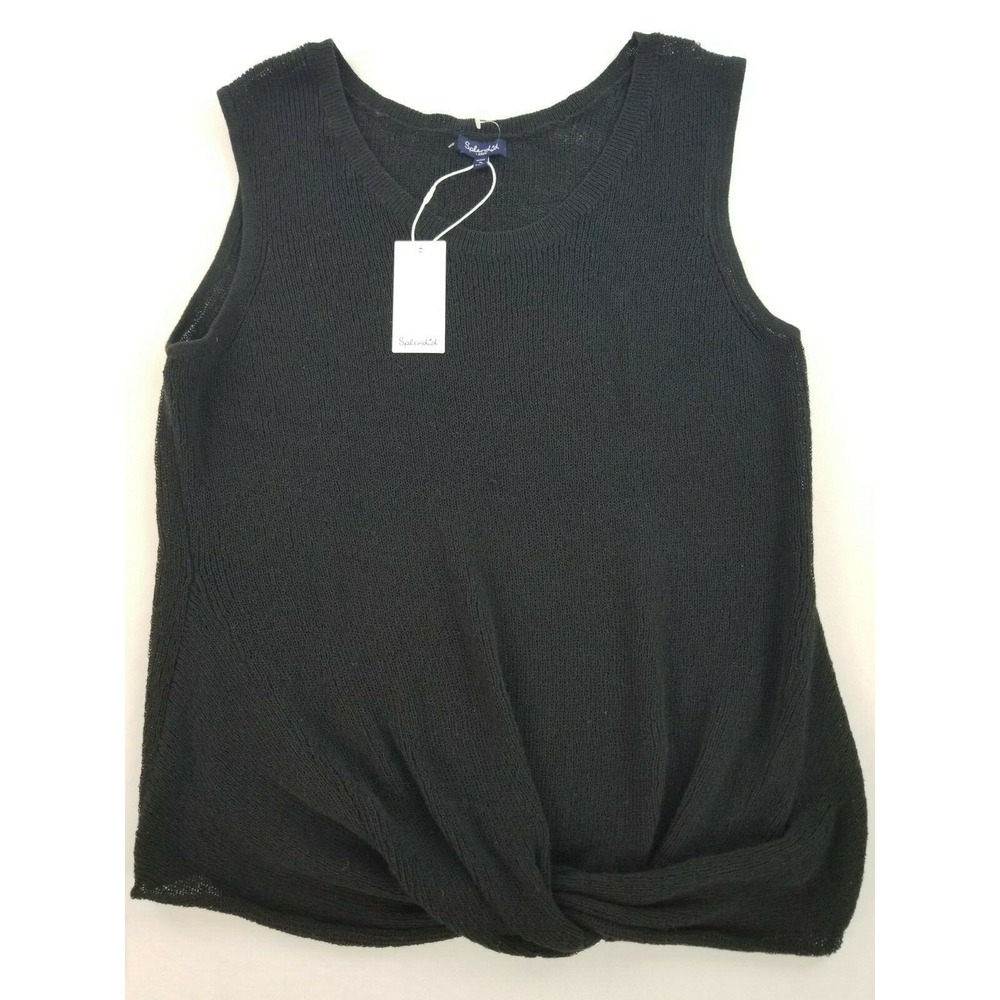 Splendid Women Black Twist Front Knit Blouse Vest Top RS0330X Large NEW
